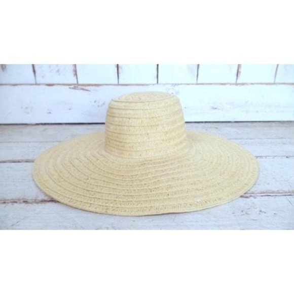Vintage tan brown woven braided paper straw floppy sun hat/gardening hat - Picture 5 of 5